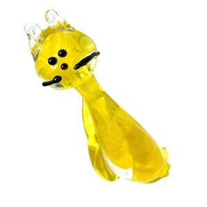 Art Glass Cat Figurine Clear Yellow Ginger Encased